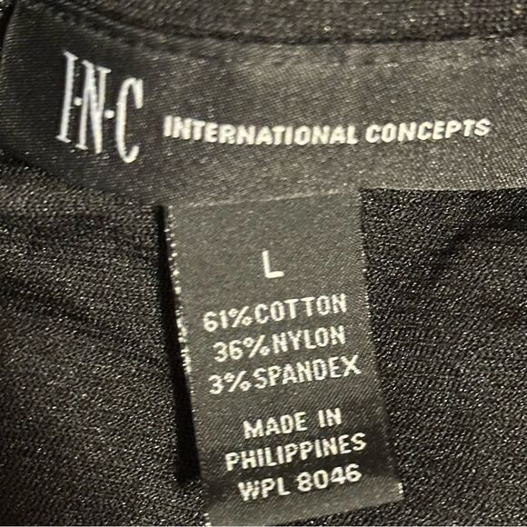 INC International Concepts Black Lace Short Sleeve Blouse with Peplum Sz Large - Picture 7 of 8